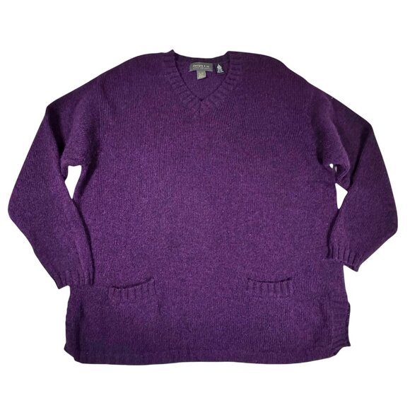 Vintage Designs & Co Lane Bryant 100% Wool Sweater SZ 22/24 Purple Boxy Cottage - Picture 1 of 13